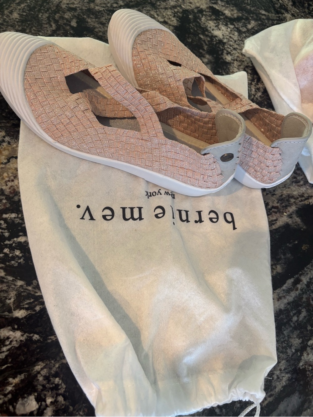 bernie mev. Woven Blush Pink Slip-On Sandals
